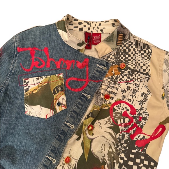 Johnny Girl Patchwork Denim and Print Jacket - Picture 2 of 12